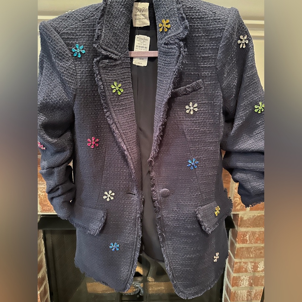 Cinq a Sept Boucle Blazer with rhinestones